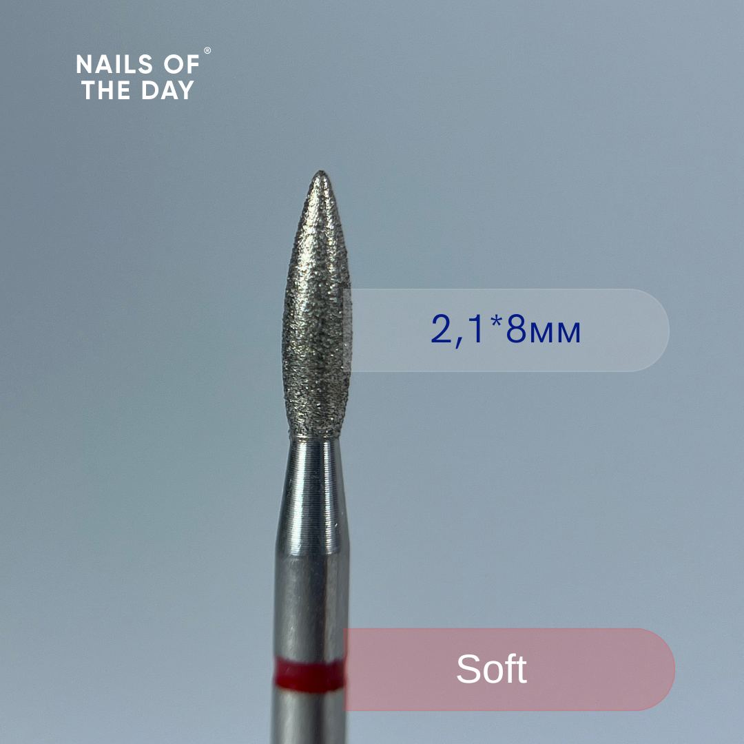 Nailsoftheday Fresa en forma de llama - Fresa en forma de llama de diamante rojo, 2,1*8 mm