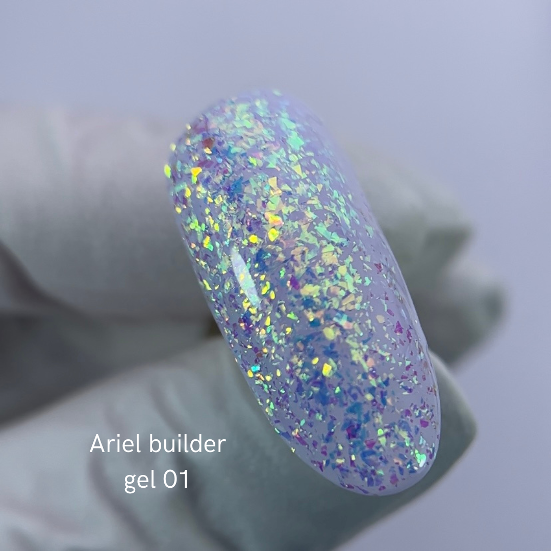 NAILSOFTHENIGHT Ariel gel 01 — будівельний гель з різнокольоровими пластівцями юкі для нігтів, 15 г