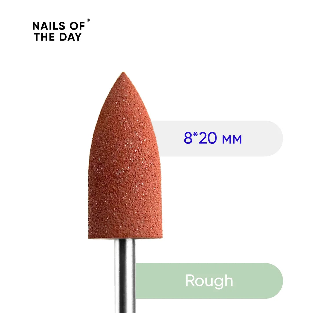 NAILSOFTHEDAY Silicone drill bit, rough — branded polisher, hard, 8*20 mm