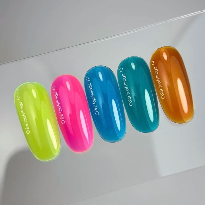 NAILSOFTHEDAY Color Top/Vitrage 10 — Semi-Transparent Neon Yellow Stained Glass Top, 10 ml