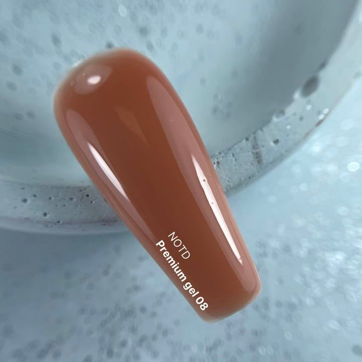 NAILSOFTHEDAY Premium gel 08 — нюдовий/темно-карамельний надміцний будівельний гель з функцією самовирівнюванн, 30 г