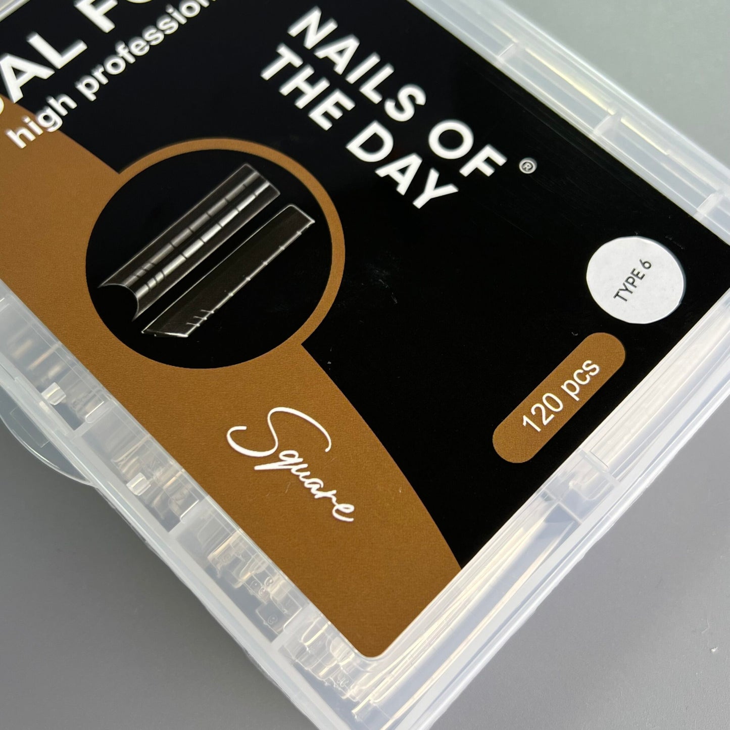 NAILSOFTHEDAY Dual Form Square (Type 6) —forma superior tipo cuadrado arqueado  para corrección/extensión parcial de uñas, 120 piezas