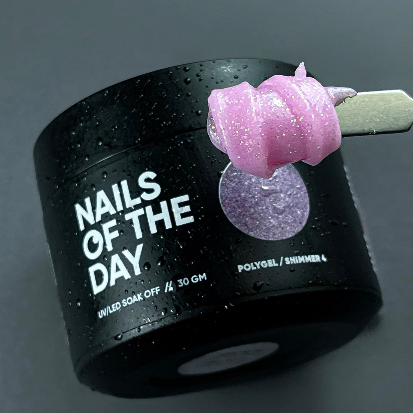 NAILSOFTHEDAY Polygel shimmer 04: poligel de grano fino color rosa con brillo, 30 g