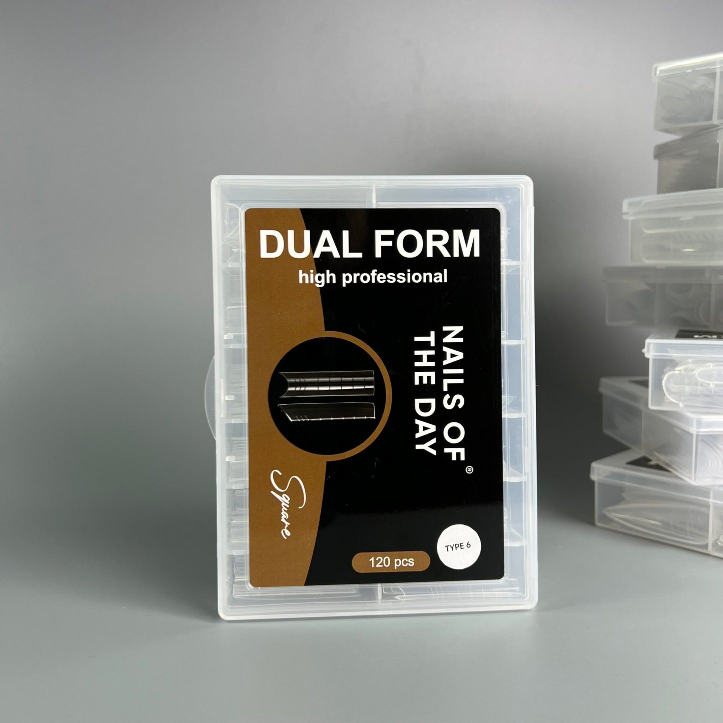 NAILSOFTHEDAY Dual Form Square (Type 6) —forma superior tipo cuadrado arqueado  para corrección/extensión parcial de uñas, 120 piezas