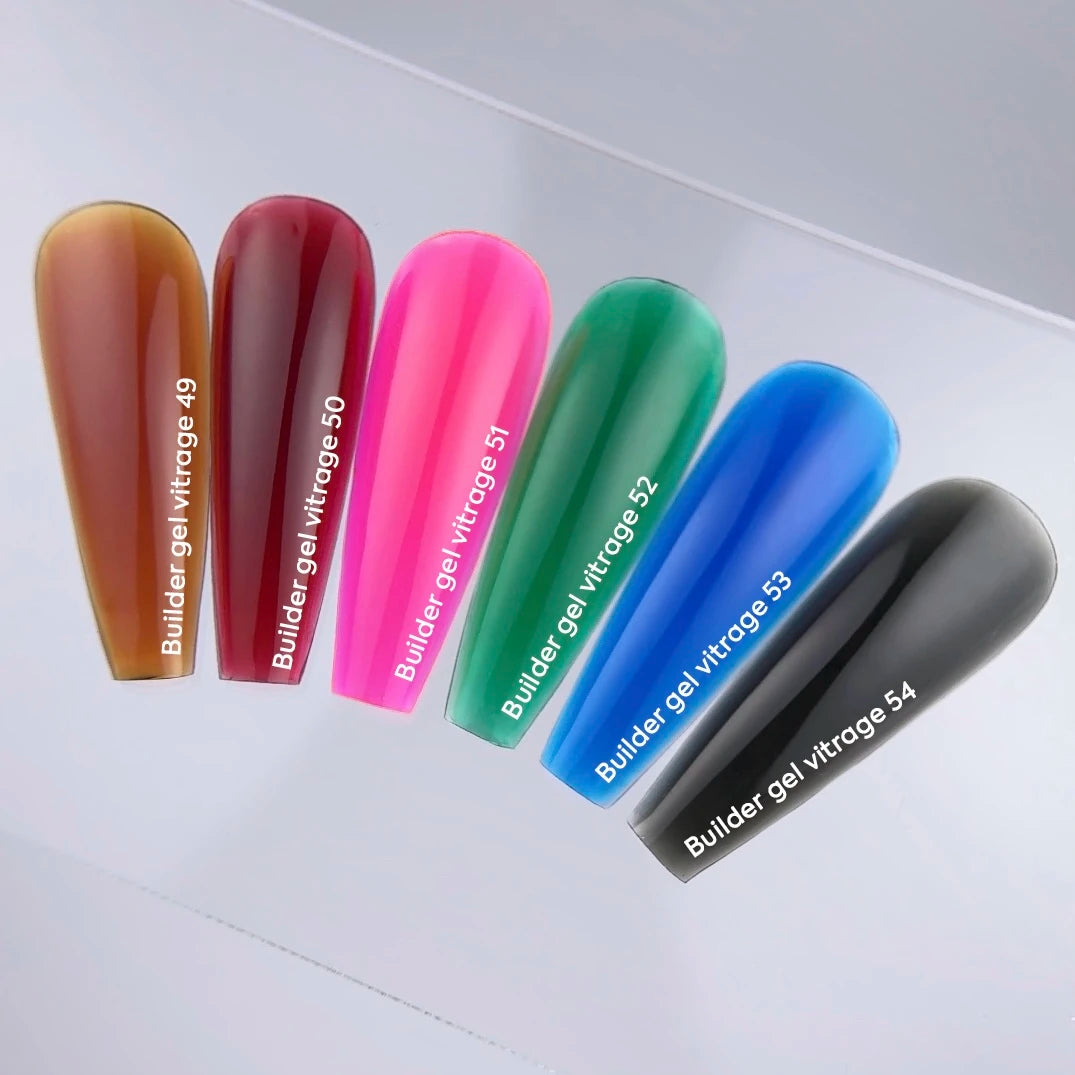 NAILSOFTHEDAY Builder gel 50 Vitrage — red stained-glass builder gel for nail extensions, 15 ml