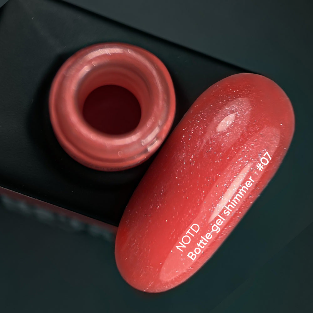 NAILSOFTHEDAY Bottle gel shimmer 07 - gel coral ultra fuerte con brillo plateado, 10 ml