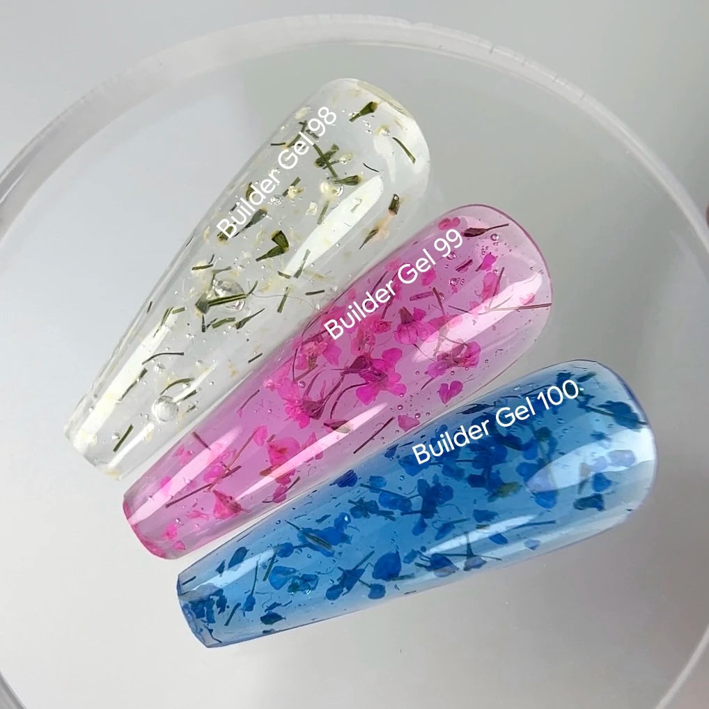 NAILSOFTHEDAY Builder Gel 98 — transparent builder gel with dried flowers, 15 ml