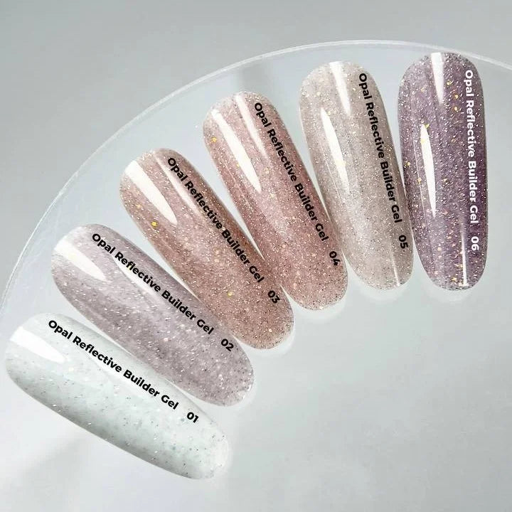 NAILSOFTHEDAY Opal Reflective builder gel 01 — gel constructor lechoso con brillo opalescente y partículas reflectantes, 15 g.
