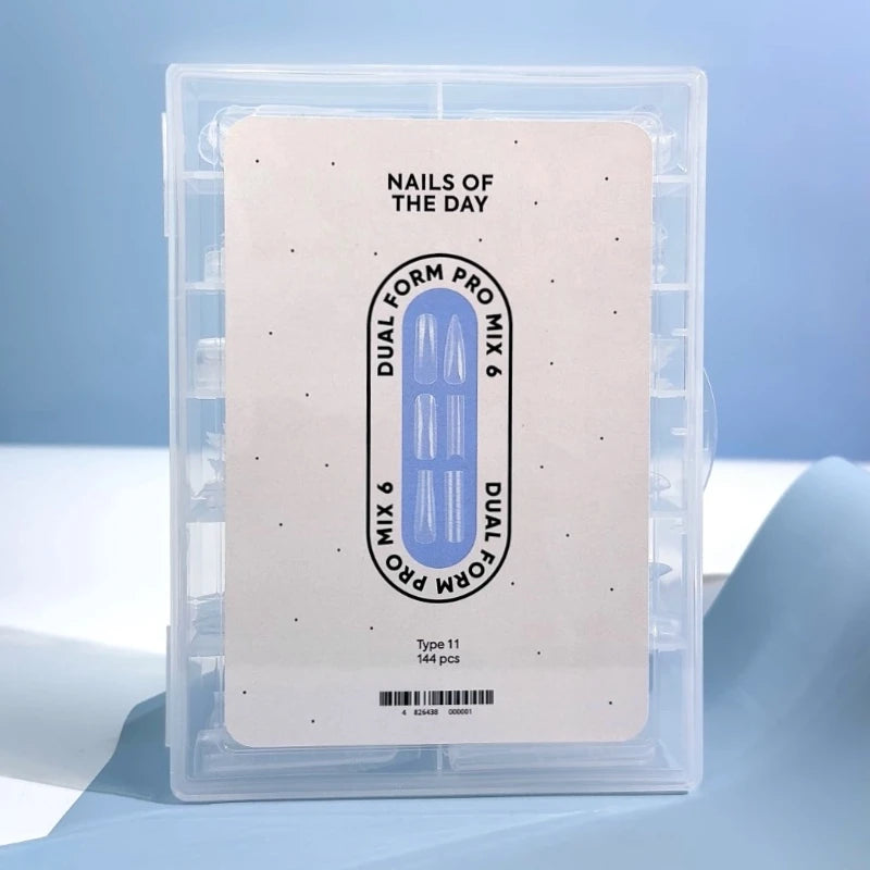 NAILSOFTHEDAY Dual Form Pro Mix 6 (Type 11) — kit de formes supérieures avec 6 types différents, 12 tailles par type, 144 pièces au total.