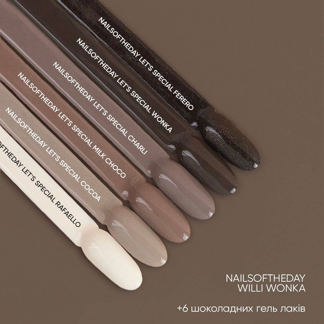 NAILSOFTHEDAY Let's special Wonka - verniz gel castanho empoeirado cobrindo uma camada, 10 ml