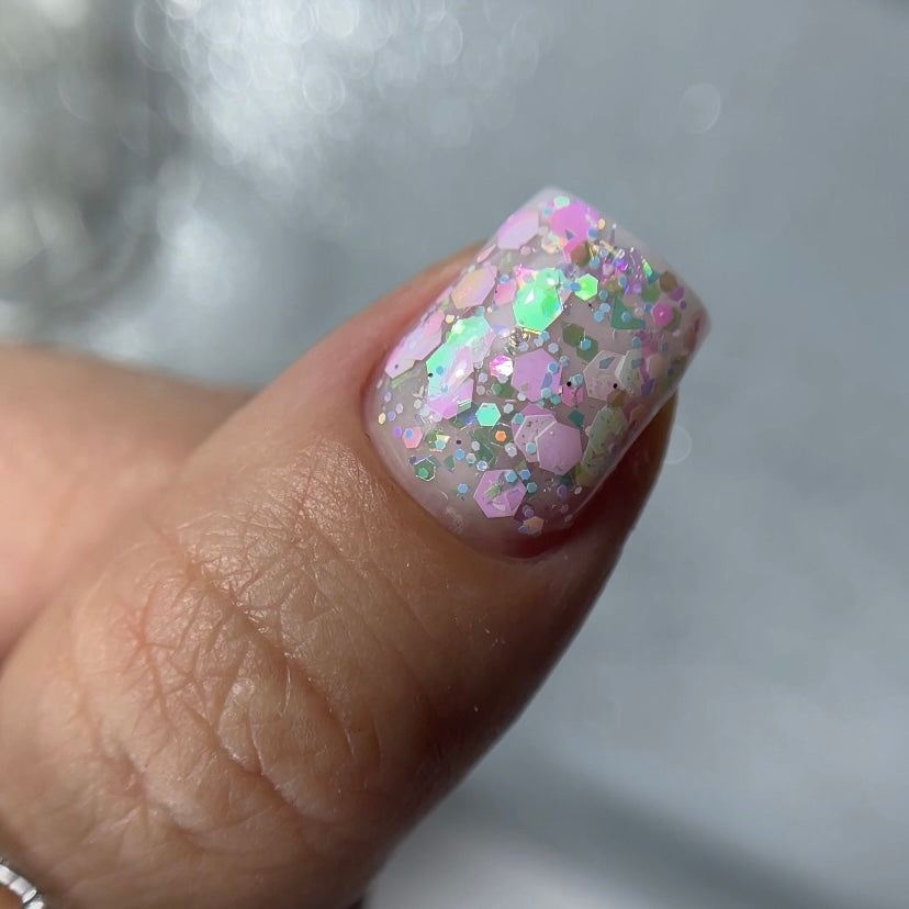 NAILSOFTHENIGHT Dream gel 01 — дизайн гель з неймовірними шестигранниками різного розміру та глітеру для нігтів, 5 гм