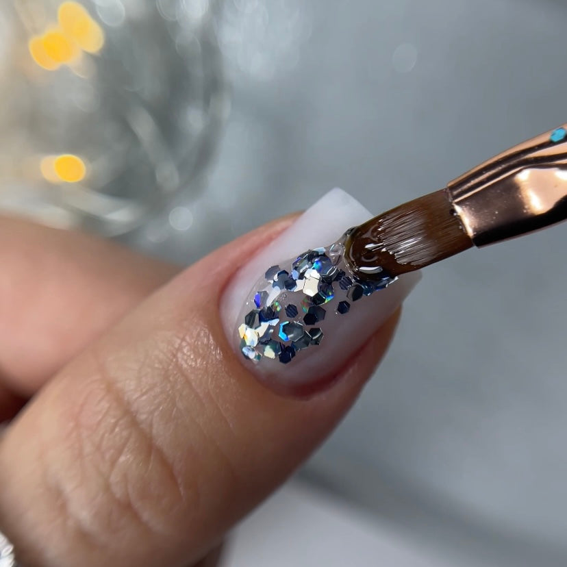 NAILSOFTHENIGHT Dream gel 02 — gel de design com hexágonos incríveis de diferentes tamanhos e glitter para unhas, 5 g