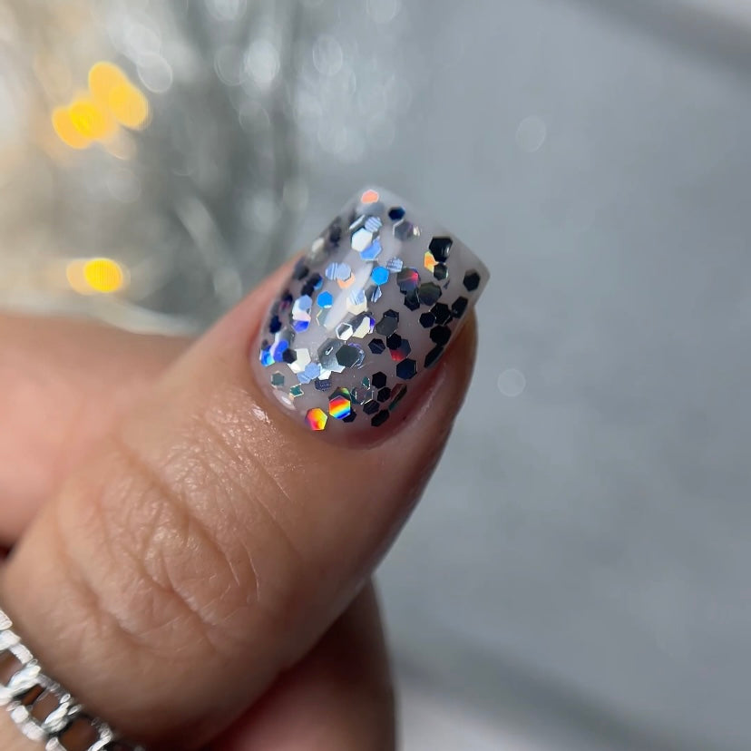 NAILSOFTHENIGHT Dream gel 02 — gel de design com hexágonos incríveis de diferentes tamanhos e glitter para unhas, 5 g