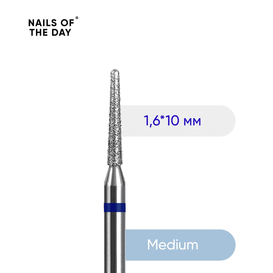 Fresa Nailsoftheday Aguja — fresa de diamante de aguja azul de marca, 1,6*10 mm.