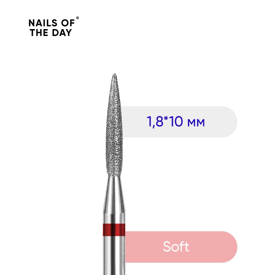 Fresa Nailsoftheday Llama — fresa de diamante roja de marca, 1,8*10 mm.