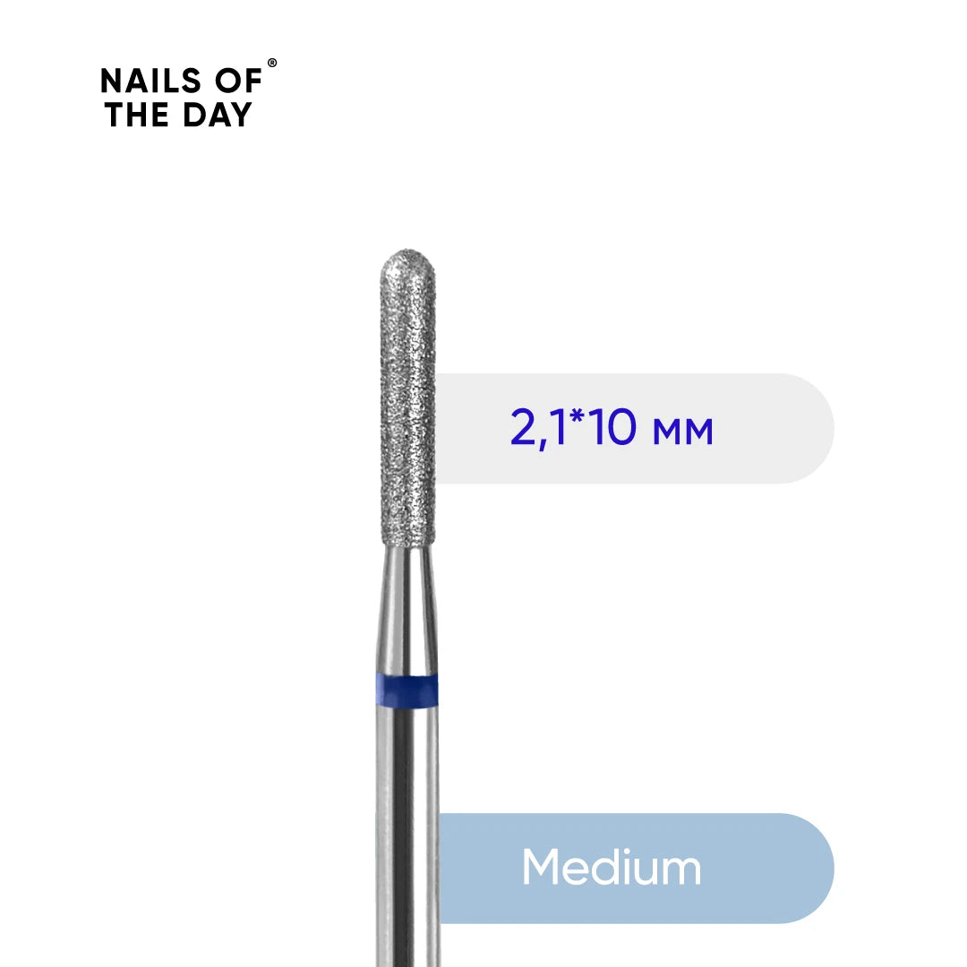 Nailsoftheday Rounded Cylinder Bit — branded blue diamond cylinder bit, 2.1*10 mm.