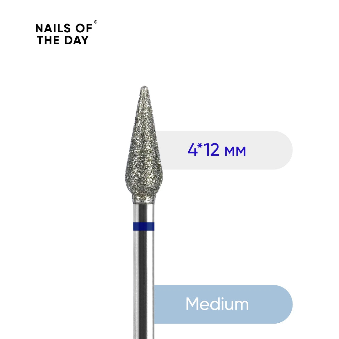 Nailsoftheday Carrot Bit — branded blue diamond long bud bit, 4*12 mm.