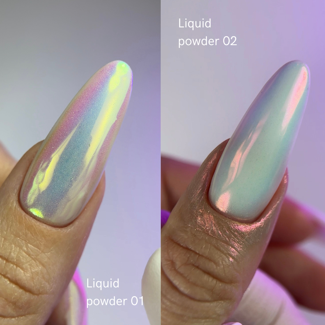Liquid powder 01 — рідка втирка з переливом від зеленого до фіолетового для нігтів, 5 г