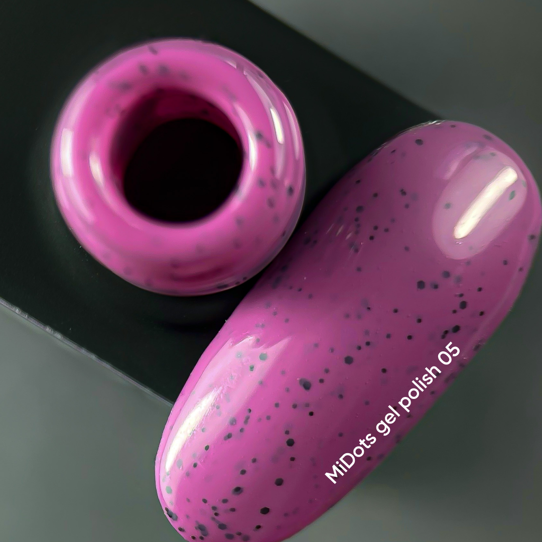 NAILSOFTHEDAY MiDots gel polish 05 — малиновий гель лак з чорними крапочками для нігтів, 10 мл