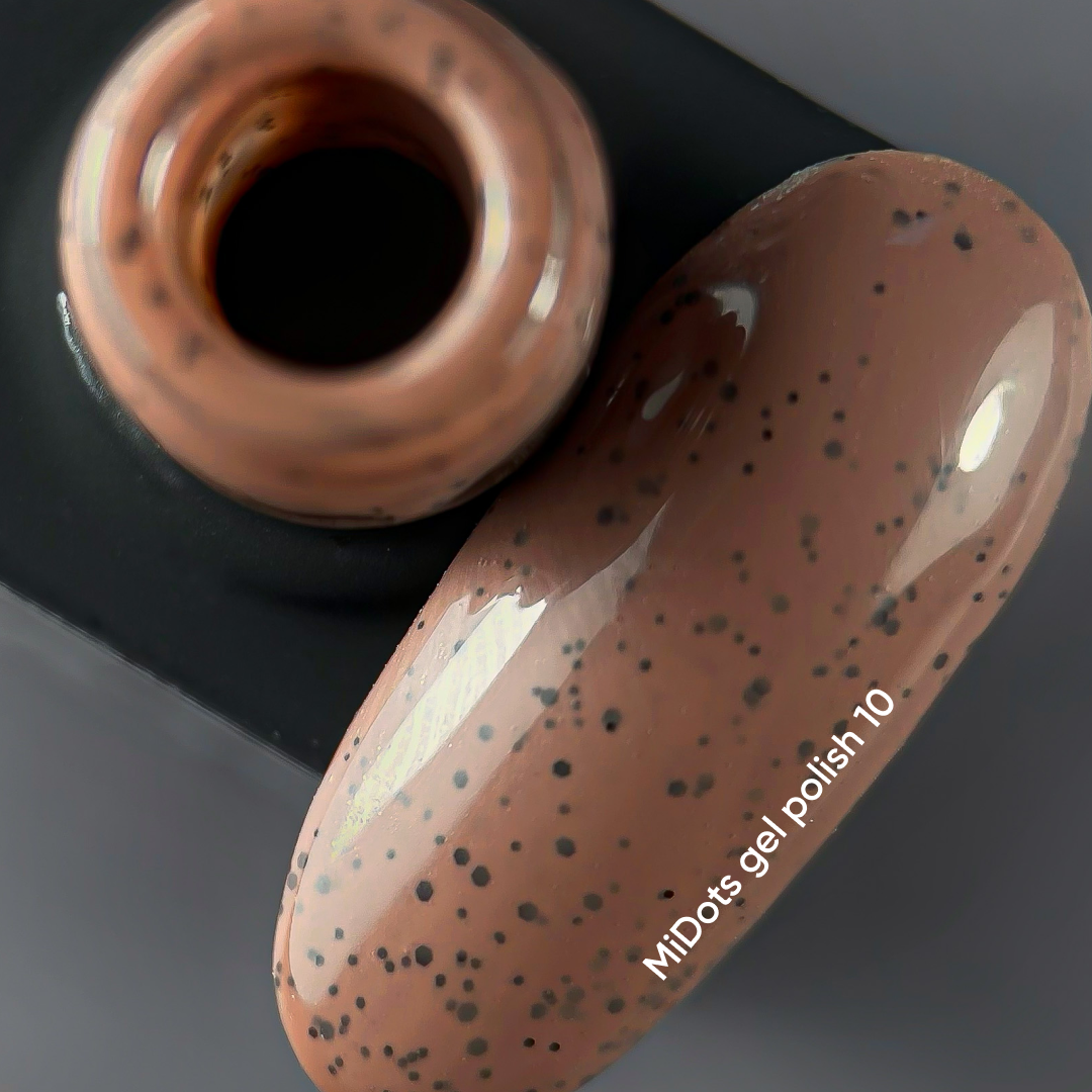 NAILSOFTHEDAY MiDots gel polonês 10 — verniz gel castanho claro com pontos pretos para unhas, 10 ml