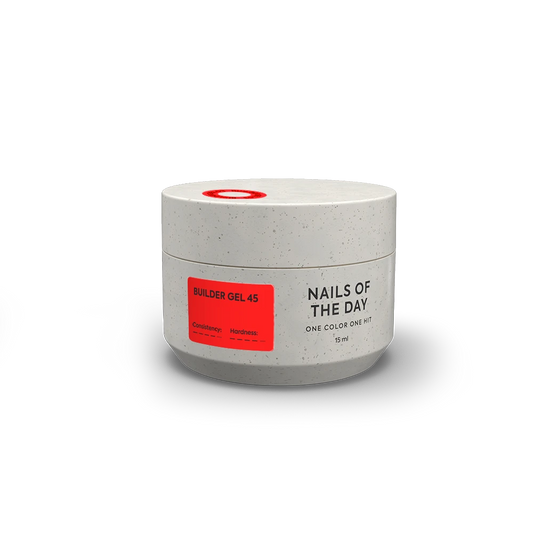 NAILSOFTHEDAY Builder Gel 45 — gel rojo coral para extensiones de uñas, 15 ml