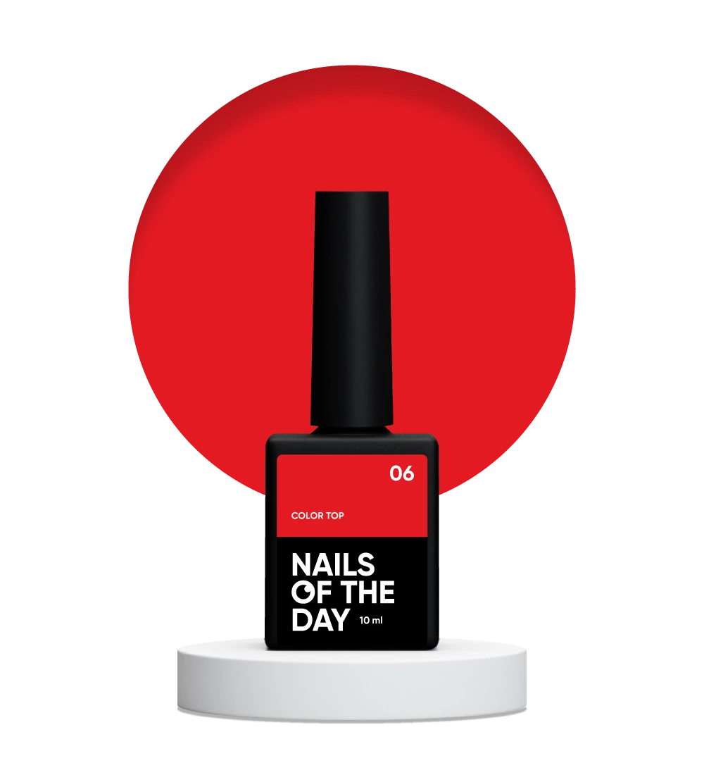 NAILSOFTHEDAY Color Top 06 — classic, rich red top coat without a sticky layer for nails, 10 ml.