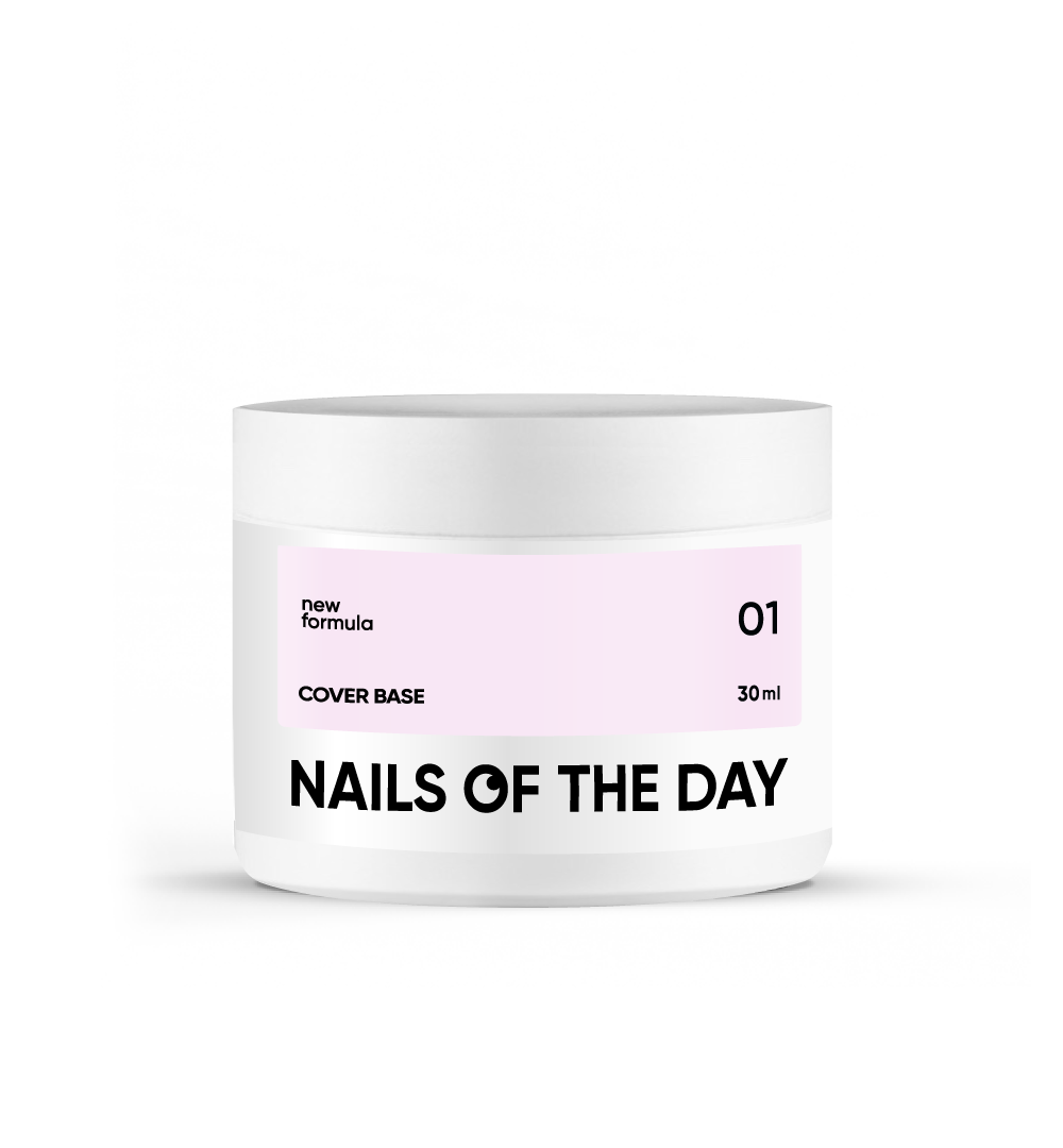 Nailsoftheday Cover base NEW Formula 01 — light pink camouflage base coat for nails, 30 ml