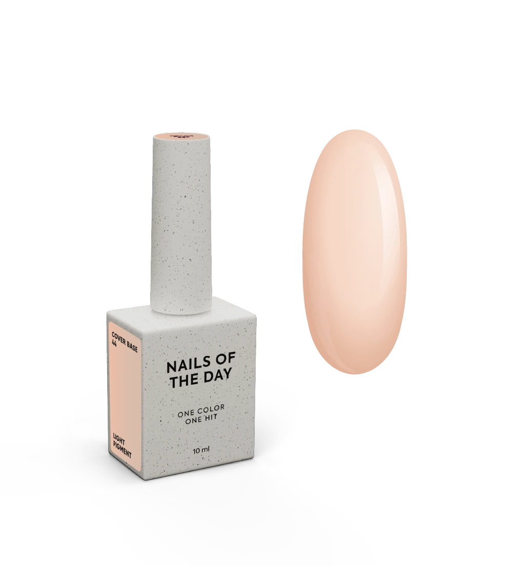 NAILSOFTHEDAY Cover Base 44 Light Pigment – base para uñas color melocotón semitransparente con pigmentación ligera, 10 ml