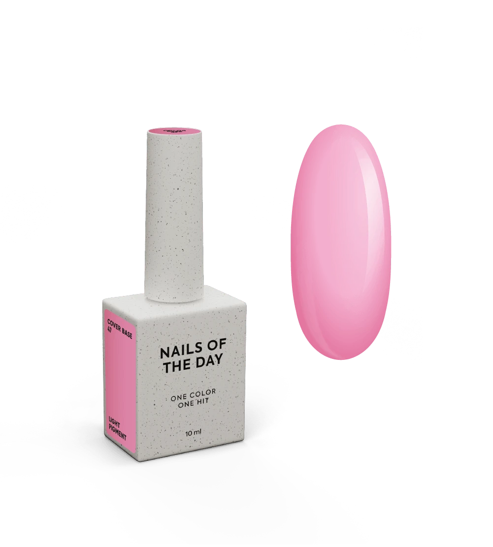 NAILSOFTHEDAY Cover Base 47 Light Pigment – leicht pigmentierte, halbtransparente Basis in kräftigem Rosaton für Nägel, 10 ml