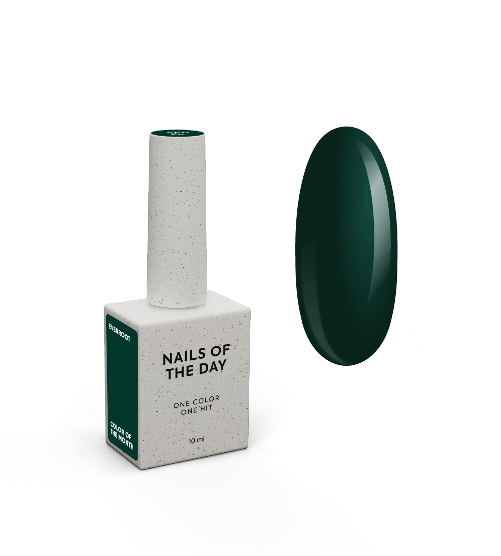 NAILSOFTHEDAY Farbe des Monats September 2025 Everroot -
Ein sattes, tiefes Grün mit voller Deckkraft in einer Schicht, 10 ml.