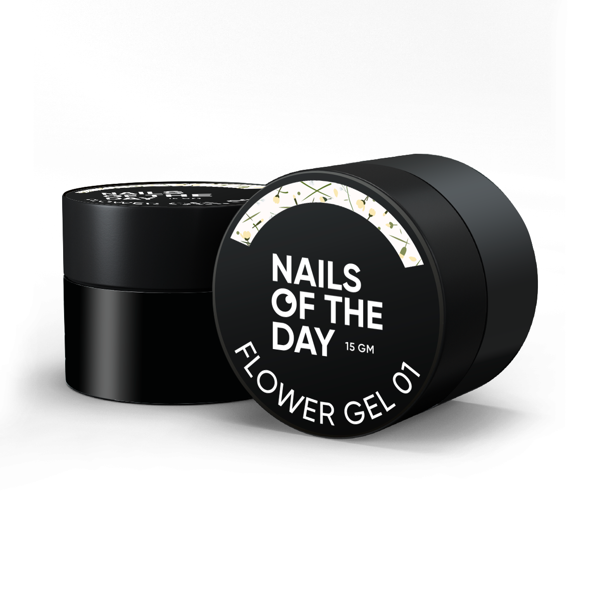 NAILSOFTHEDAY Build gel Flower 01 — gel de construcción transparente con flores secas para uñas, 15 ml