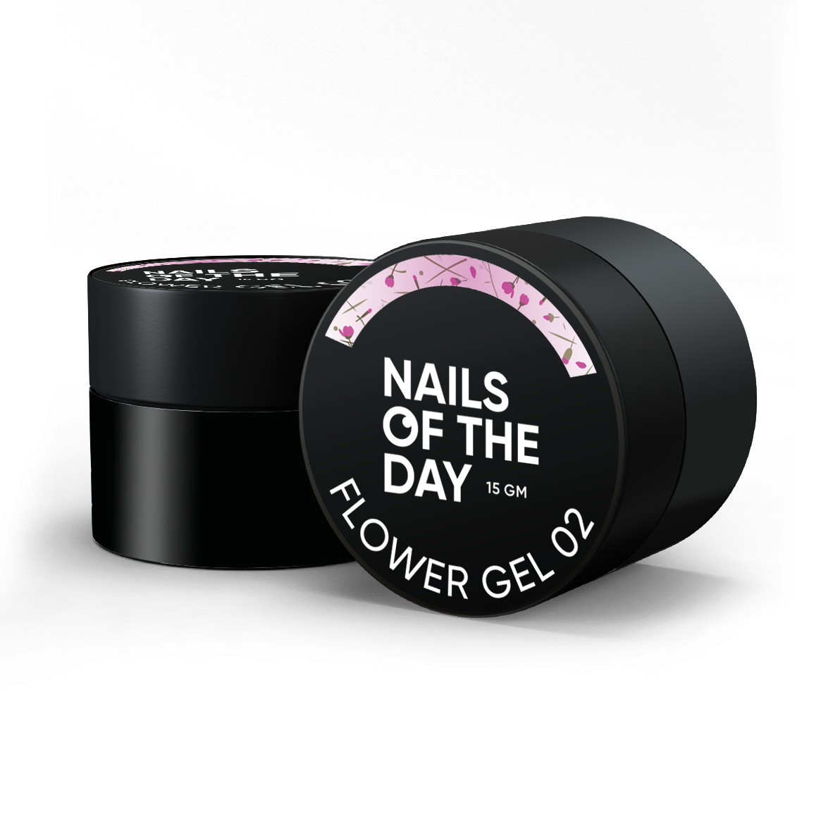 NAILSOFTHEDAY Build gel Flower 02 — gel de construção rosa com flores secas para unhas, 15 ml