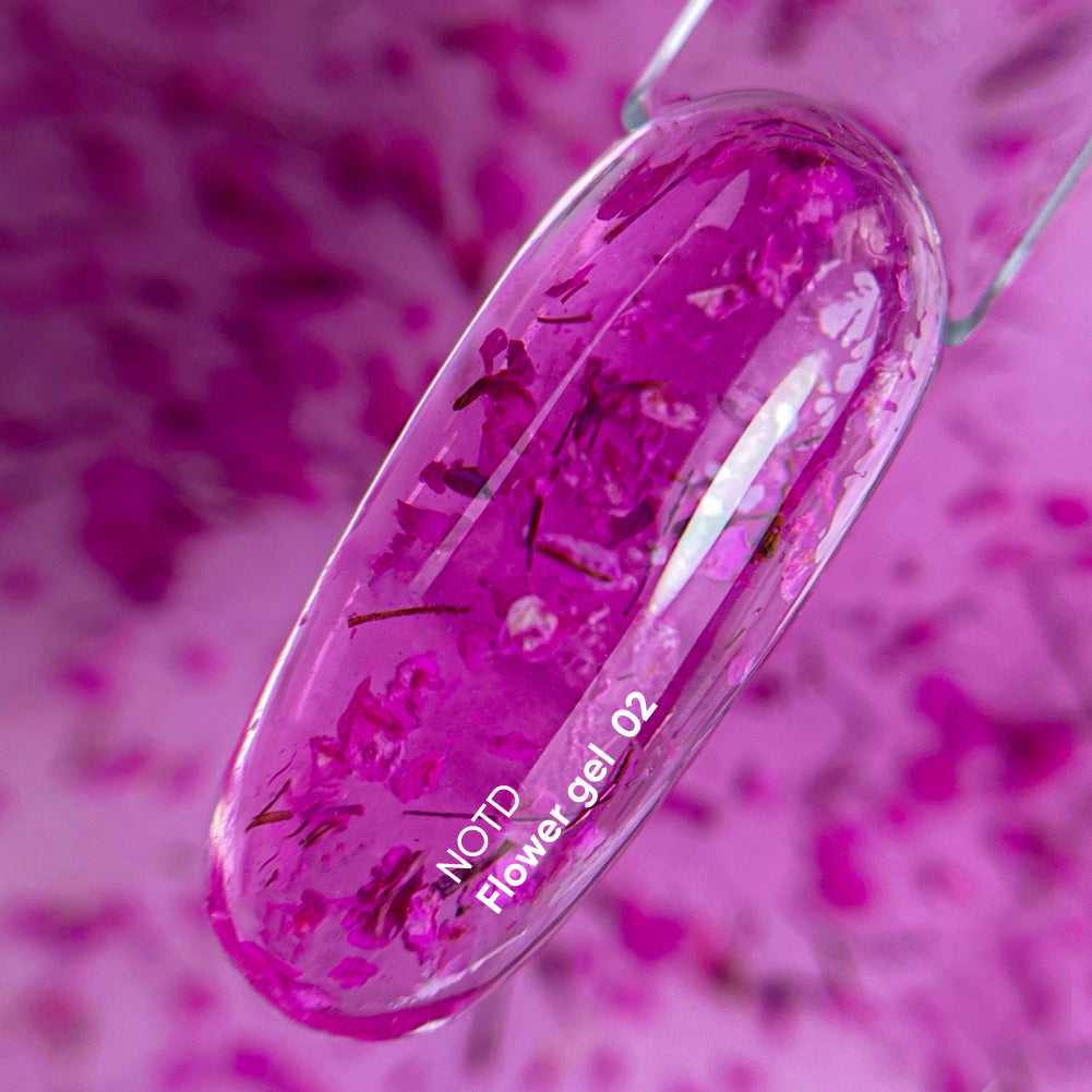NAILSOFTHEDAY Build gel Flower 02 — gel de construção rosa com flores secas para unhas, 15 ml