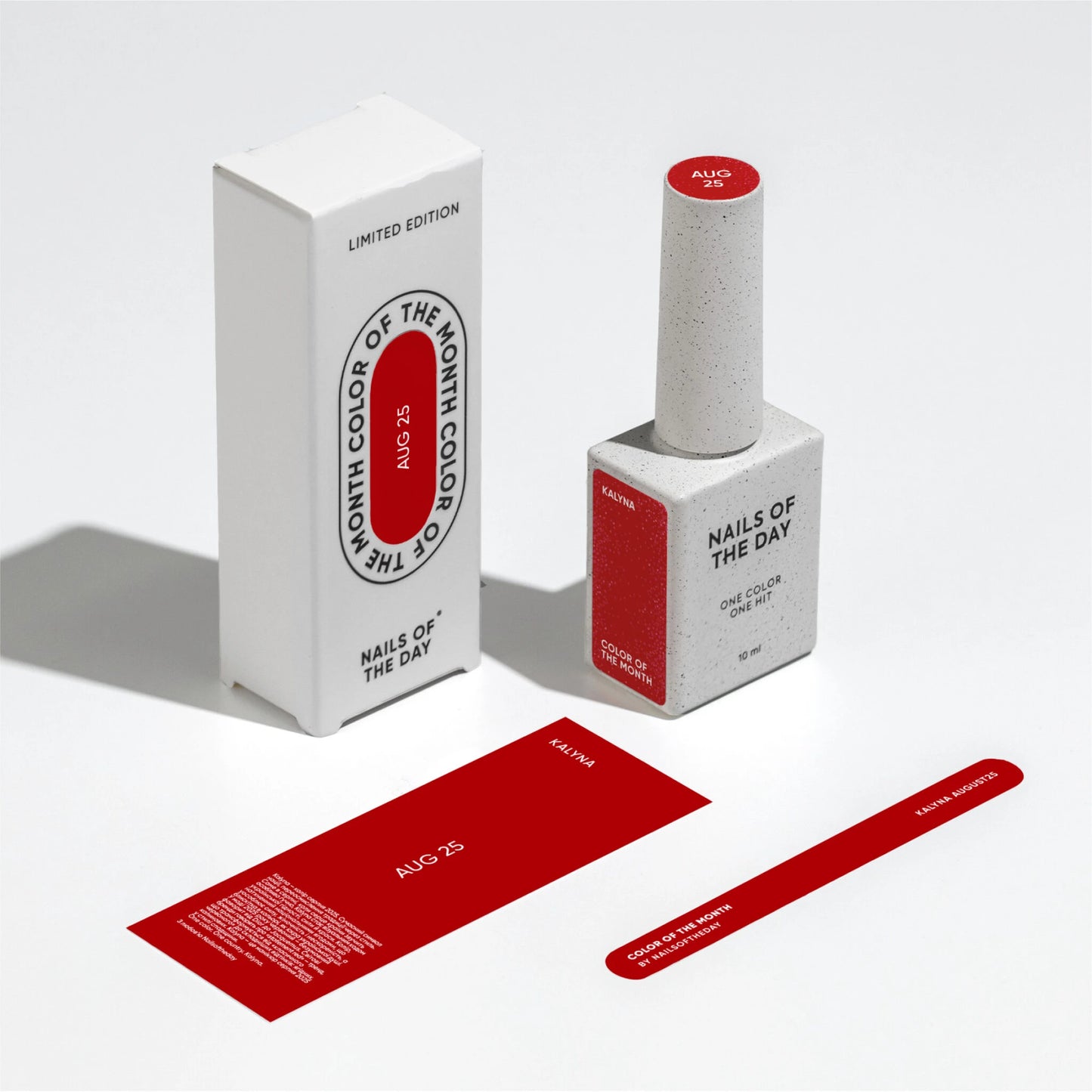 NAILSOFTHEDAY Color of the Month – August 2025
Kalyna – a deep viburnum red with fine pink shimmer. Full coverage in just one coat. 10 ml