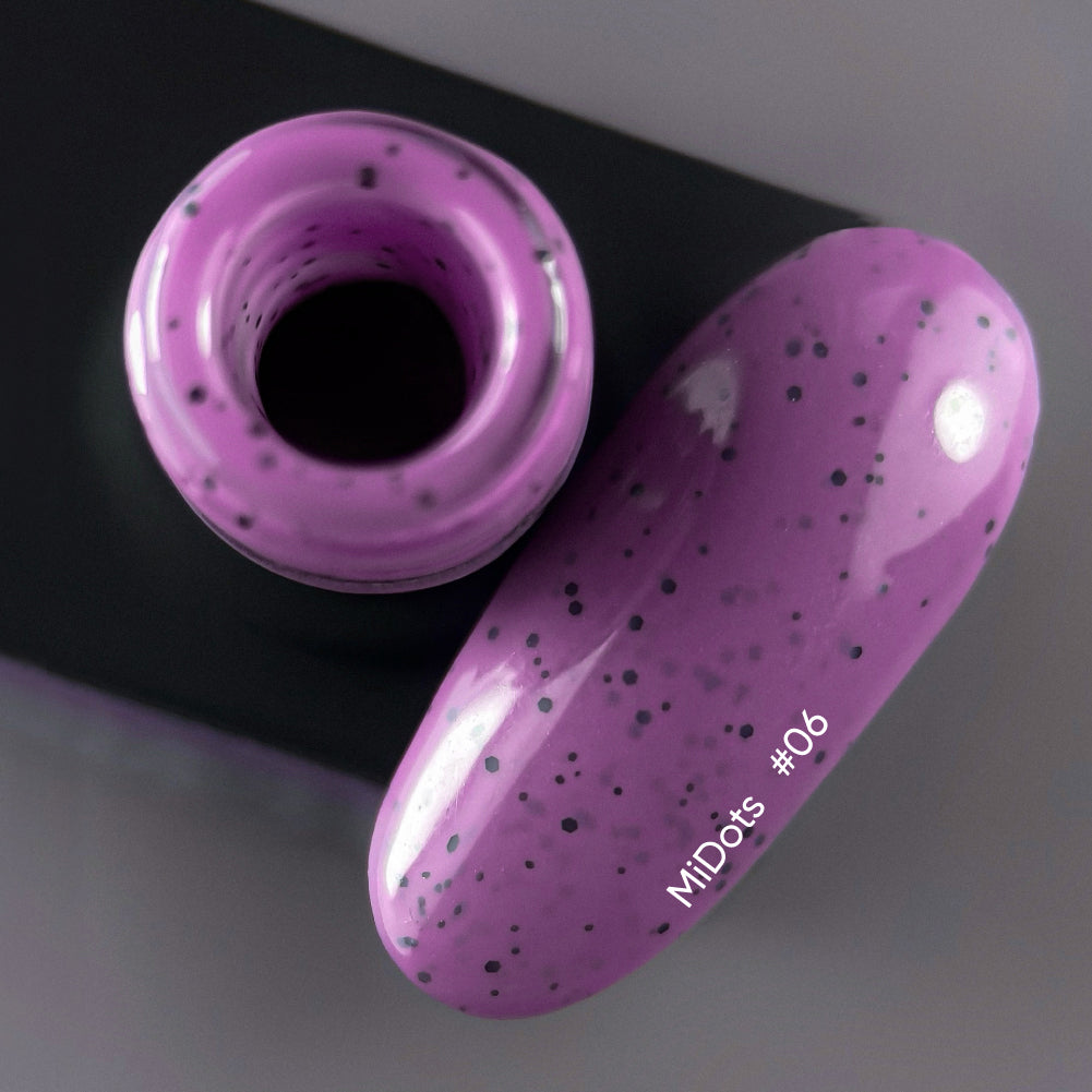 NAILSOFTHEDAY MiDots gel polonês 06 — verniz gel roxo com bolinhas pretas para unhas, 10 ml