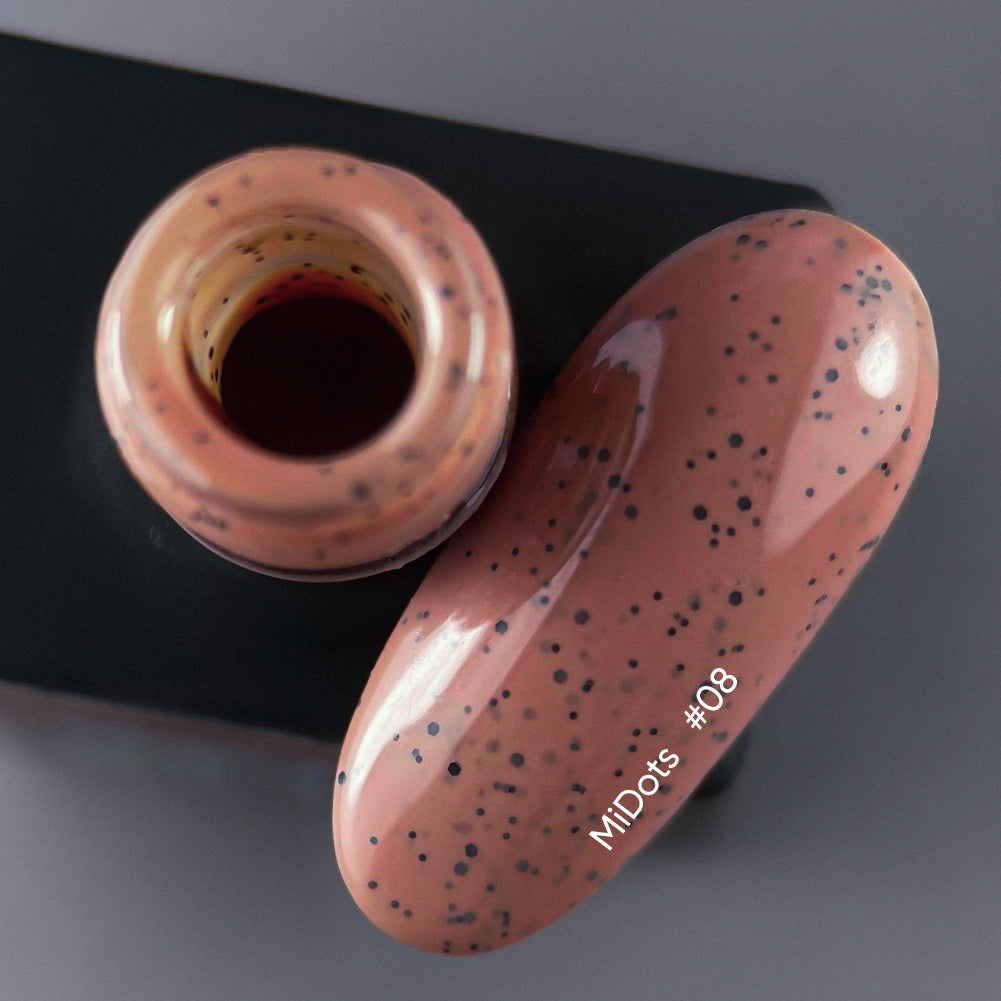 NAILSOFTHEDAY MiDots gel polish 08 — цегляний гель лак з чорними крапочками для нігтів, 10 мл