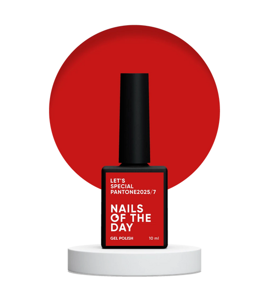 NAILSOFTHEDAY Let’s Special Pantone2025/7 — smalto gel rosso classico, che copre in un solo strato, 10 ml.