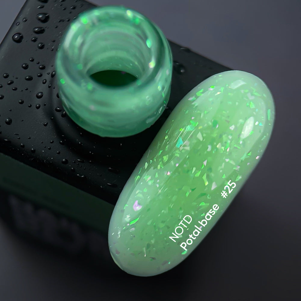 NAILSOFTHEDAY Potal base 25 – base lime/lime con eleganti olografie potal, 10 ml