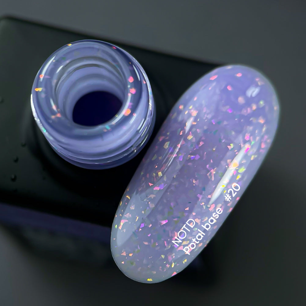 NAILSOFTHEDAY Potal base 20 – ніжно-лілова база з голографік стильною поталлю, 10 мл