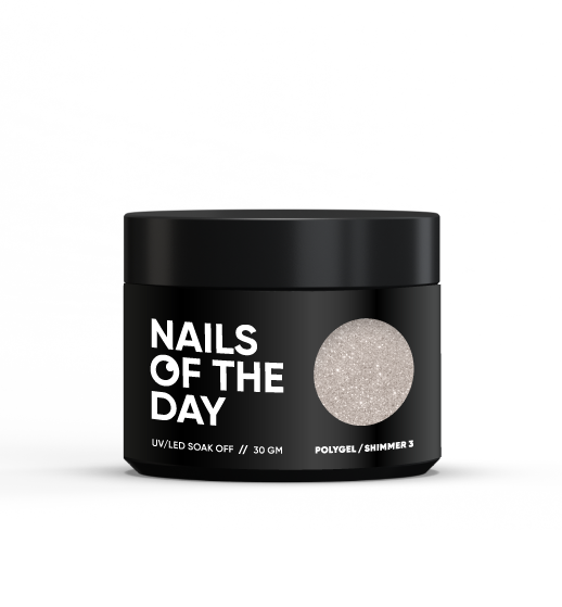 NAILSOFTHEDAY Polygel shimmer 03: poligel de grano fino color rosa leche con brillo , 30 g