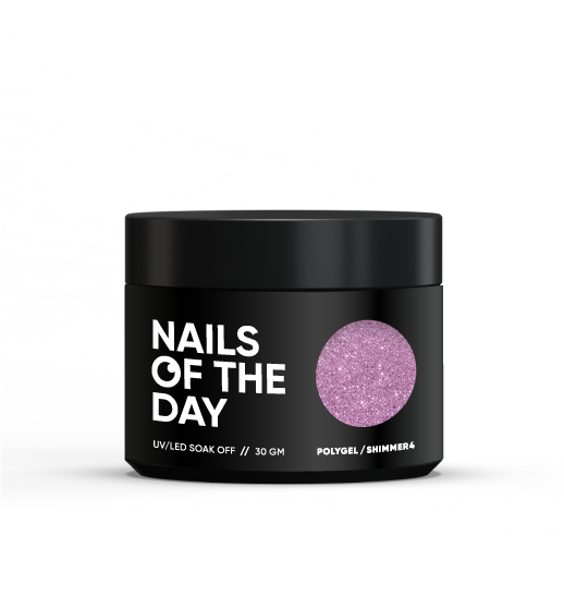 NAILSOFTHEDAY Polygel shimmer 04: poligel de grano fino color rosa con brillo, 30 g