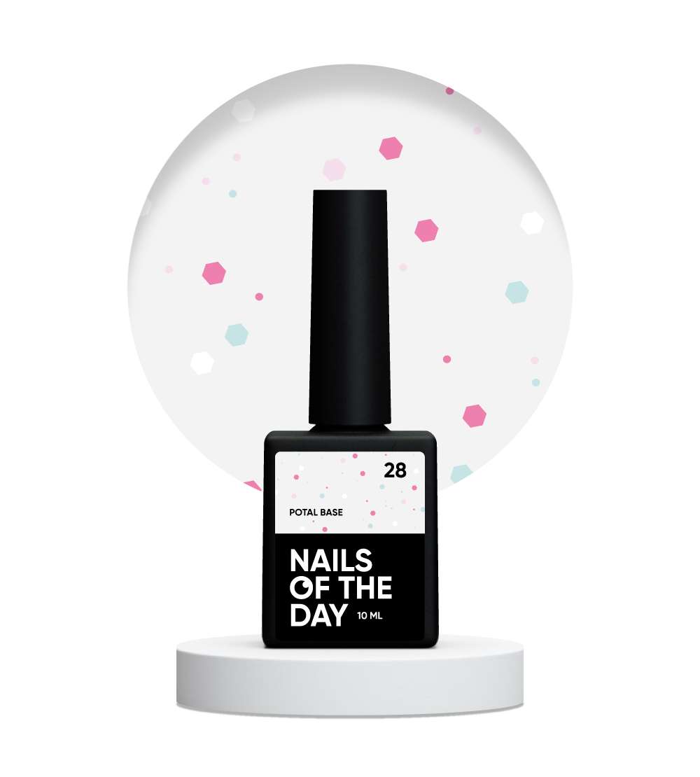 NAILSOFTHEDAY Potal base 28 - base latte con glitter fluo, 10 ml