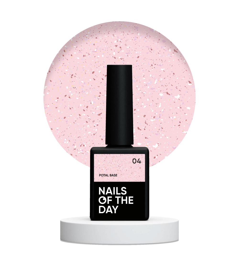 NAILSOFTHEDAY Potal base 04 - рожева база з поталлю (золотисто-рожева поталь), 10 мл