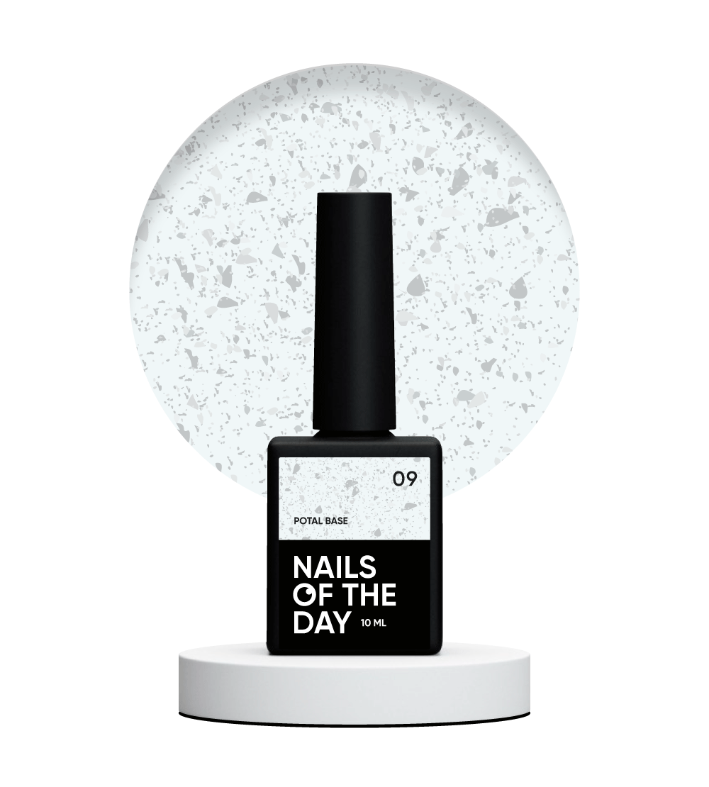 NAILSOFTHEDAY Potal base 09 - base latte-argento con potale argento, 10 ml