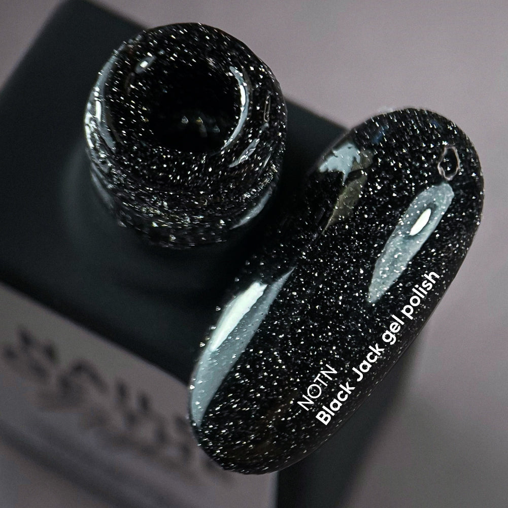 NAILSOFTHENIGHT Black Jack gel polish — black with silver shimmer reflective gel polish for nails, 10 ml