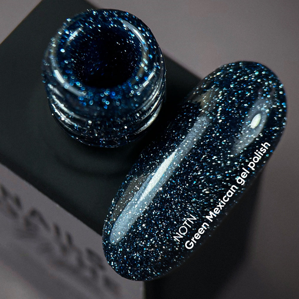 NAILSOFTHENIGHT Green Mexican gel polish — esmalte semipermanente reflectante verde oscuro, 10 ml