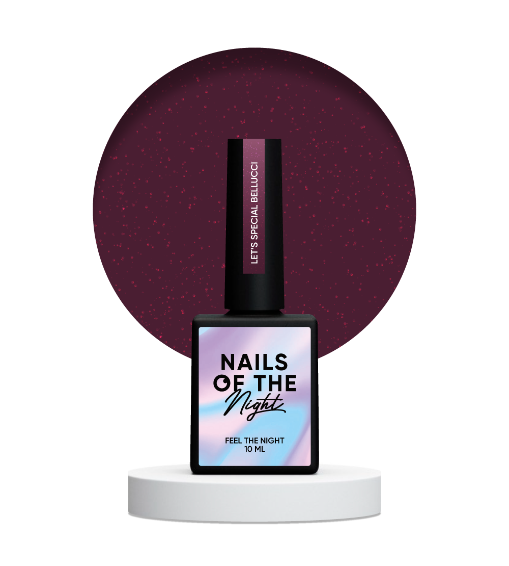 NAILSOFTHENIGHT Let's Special Bellucci — esmalte semipermanente reflectante burdeos que cubre una capa, 10 ml