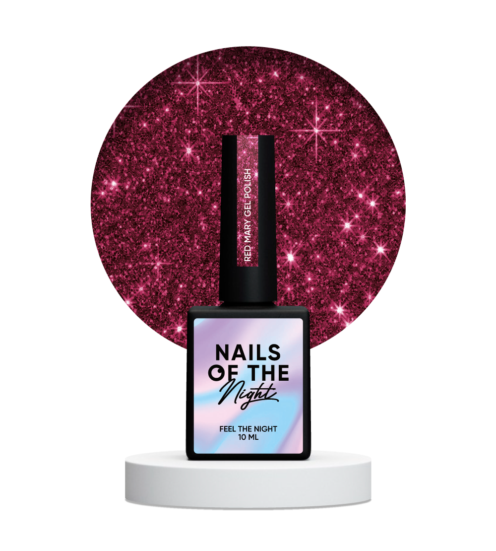 Esmalte en gel NAILSOFTHENIGHT Red Mary, esmalte en gel reflectante rojo para uñas, 10 ml