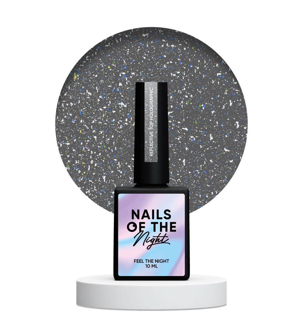 NAILSOFTHENIGHT Top riflettente Holographic - top olografico riflettente senza strato adesivo per unghie, 10 ml