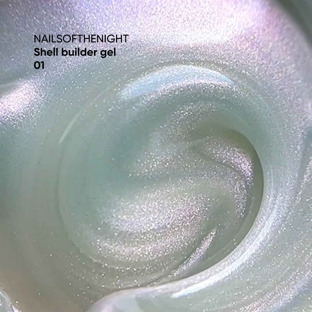 NAILSOFTHENIGHT Shell builder gel 01 — gel constructor de baja temperatura con efecto perla para uñas, 15 ml